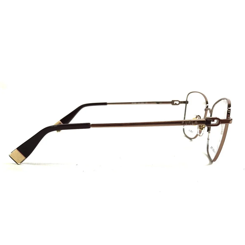 Furla Eyeglasses Frames VFU588 COL.0K99 Brown Gold Butterfly Wire Rim 53-16-135